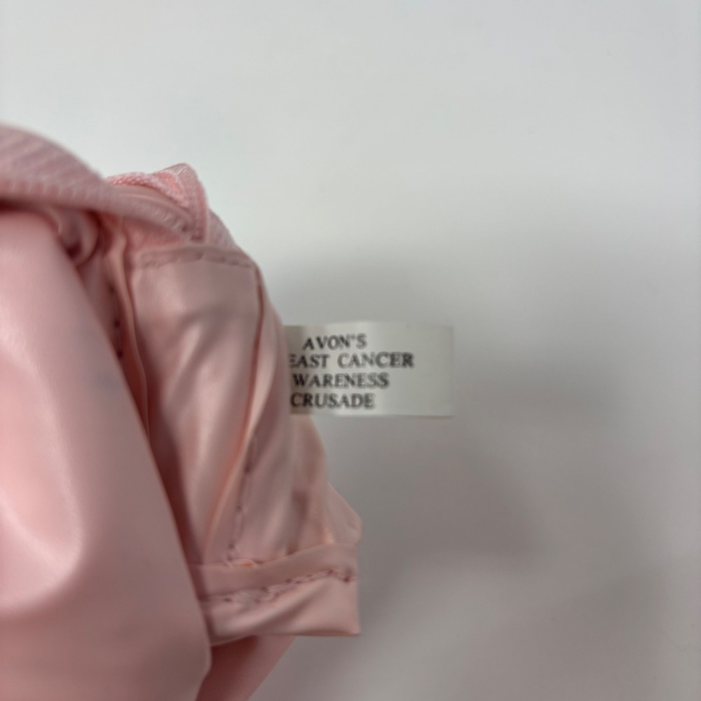 VTG Avon Breast Cancer Awareness Cosmetic Bag W/ Pink Metal Bow Zipper 1998 NEW - Picture 5 of 5